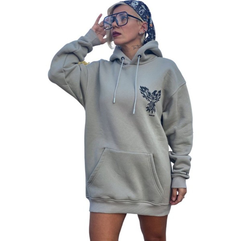 Nunu365com Bej Unisex Phoeniks Oversize Sweatshirt Bayan Sweatshirt Fiyatı