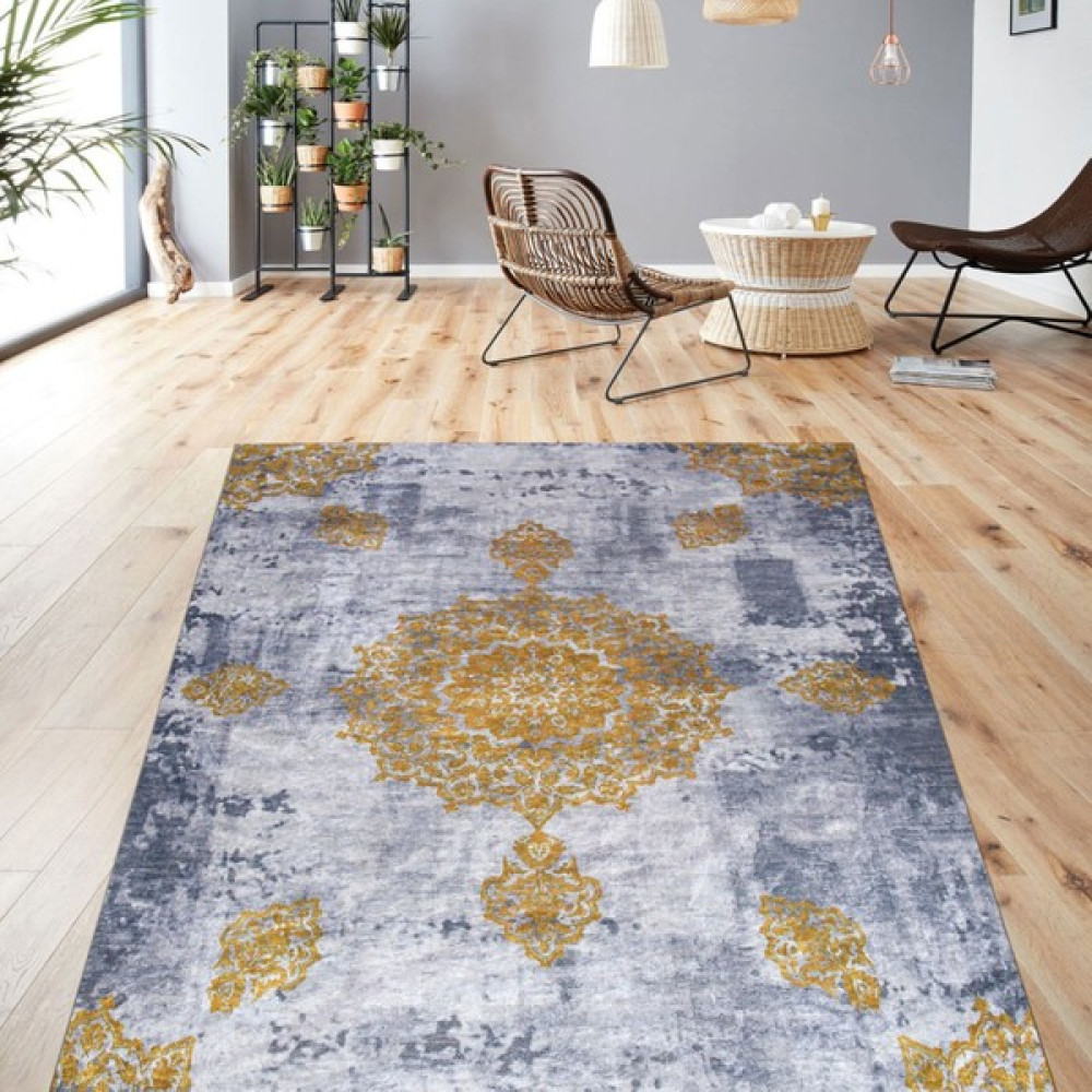 Nur Home Tekstil Güneş Model Süngerli Kadife Lastikli Halı Örtüsü, Nrh-46 - Renkli - 150 x 230 cm Salon & Oturma Odası Tekstili Fiyatı