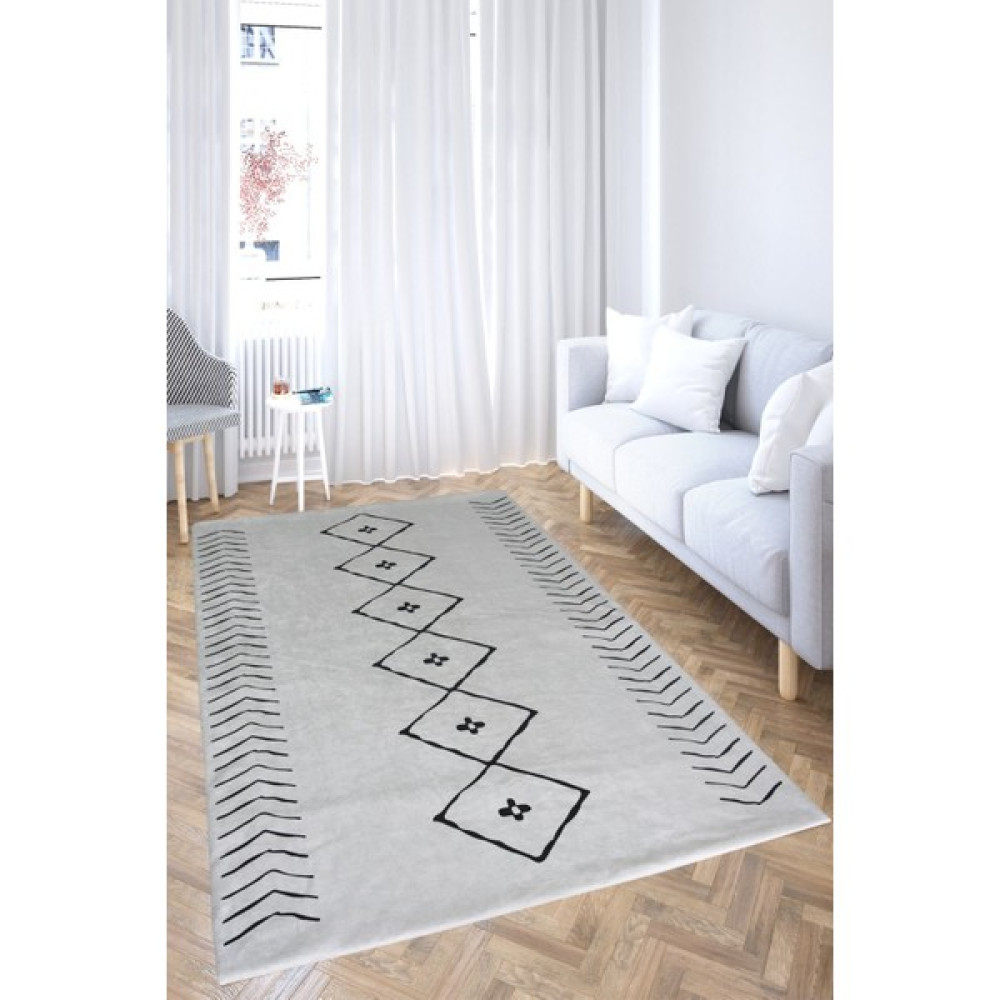 Nur Home Tekstil Lastikli Süngerli Halı Örtüsü Zebra Nrh-72 - 150 x 230 cm - Ekru Salon & Oturma Odası Tekstili Fiyatı
