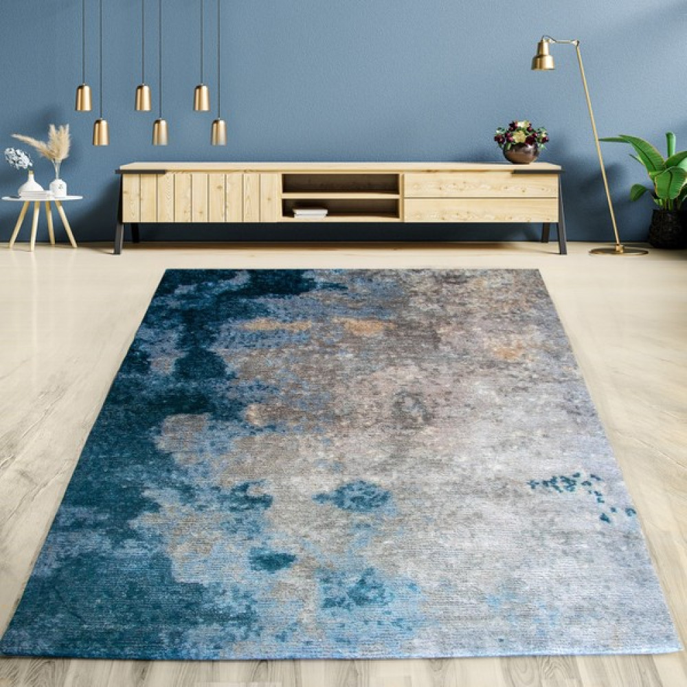 Nur Home Tekstil Nur Home Okyanus Model Süngerli Kadife Lastikli Halı Örtüsü, Nrh-61 - Renkli - 150 x 230 cm Salon & Oturma Odası Tekstili Fiyatı