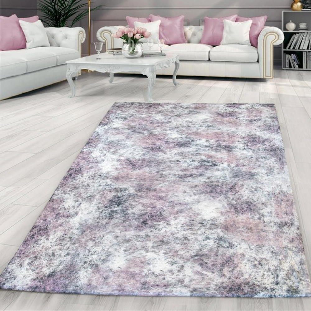 Nur Home Tekstil Nur Home Pudra-Gri Süngerli Kadife Lastikli Halı Örtüsü, Nrh-62 - Renkli - 150 x 230 cm Salon & Oturma Odası Tekstili Fiyatı