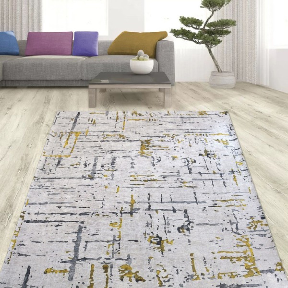Nur Home Tekstil Renkli Dalgalar Süngerli Kadife Lastikli Halı Örtüsü, Nrh-49 - 150 x 230 cm Salon & Oturma Odası Tekstili Fiyatı