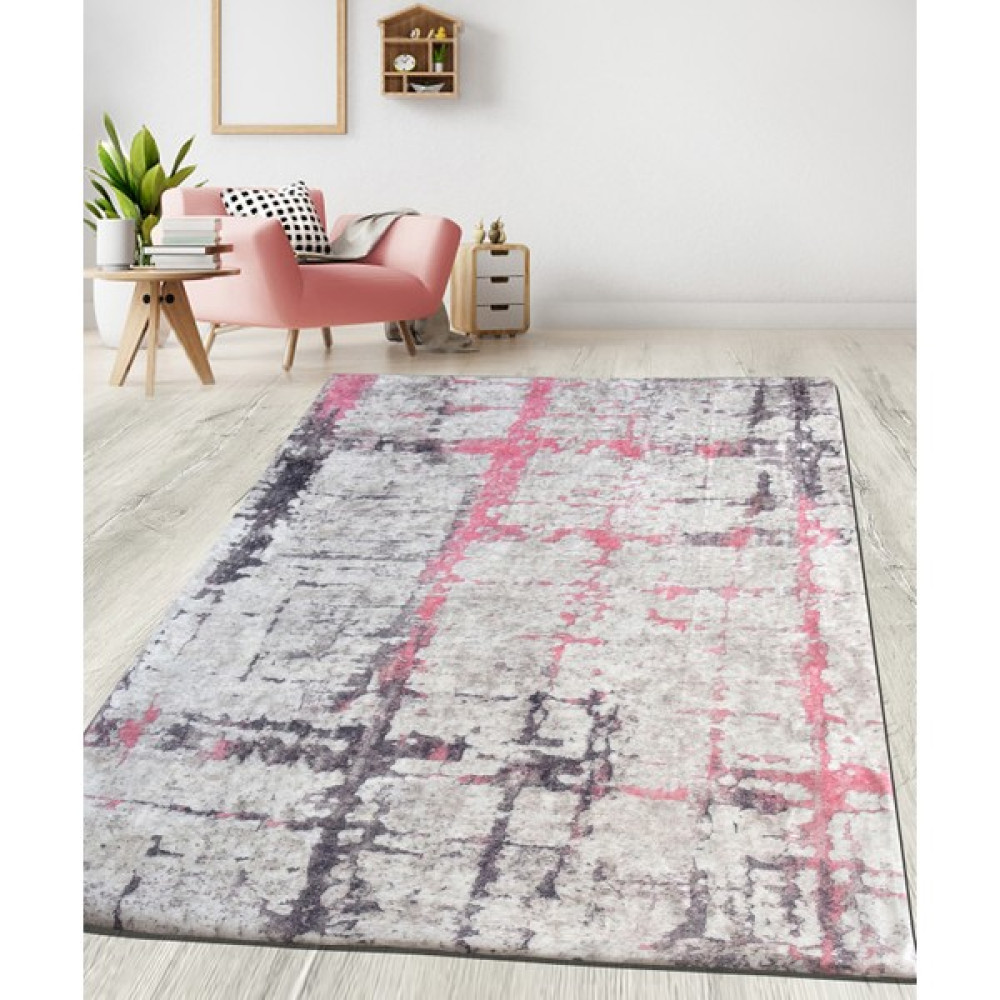 Nur Home Tekstil Süngerli Kadife Lastikli Halı Örtüsü Nrh-26 Pembe Karma Model - 170 x 250  cm - Renkli Salon & Oturma Odası Tekstili Fiyatı