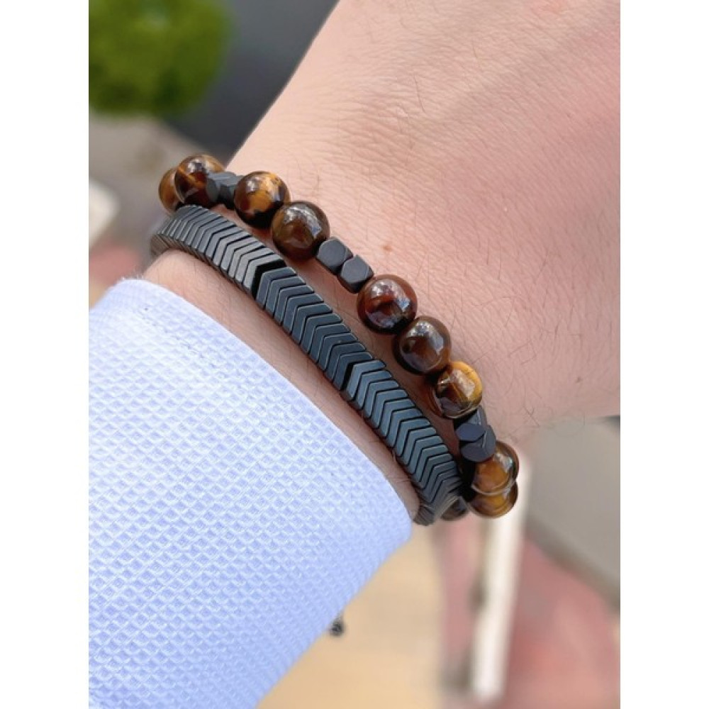 Nur Saat Doğal Taş 2 Adet Özel Kombin Kaplan Gözü Ve Karlı Obsidyen Taşı Doğal Unisex Bileklik Blkt.Ns06 Saat ve Bileklik Aksesuarı Fiyatı