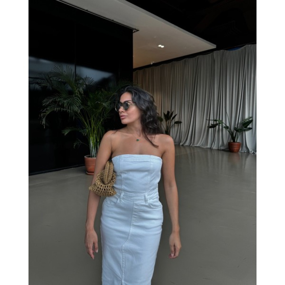 Nur Sönmez Fashion Beyaz Jean Midi Boy Elbise Elbise Fiyatı