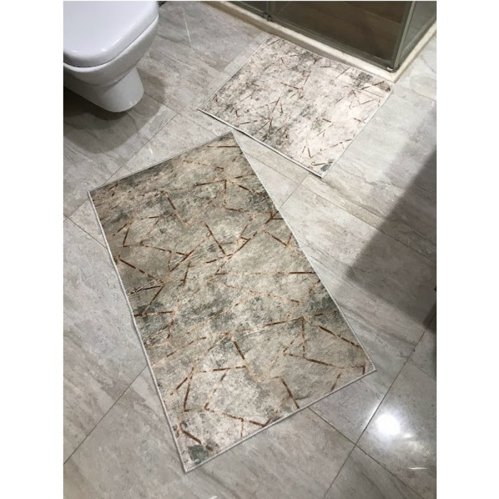Nurbal Halı Kaymaz Taban Yıkanabilir 2 Li 60X100 - 50X60 Banyo Halısı Paspas Klozet Takımı - Açık Kahve Klozet Takımı Fiyatı