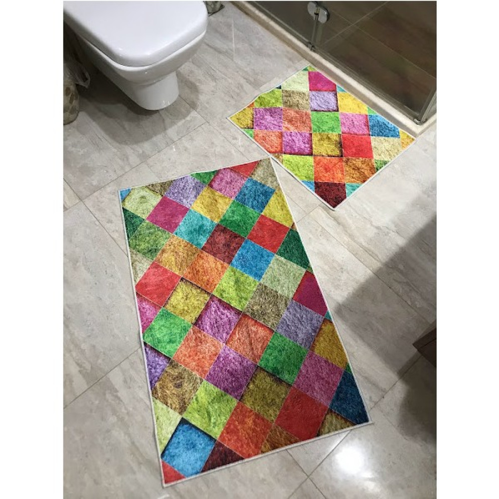 Nurbal Halı Kaymaz Taban Yıkanabilir 2 Li 60X100 - 50X60 Banyo Halısı Paspas Klozet Takımı - Aqua Klozet Takımı Fiyatı