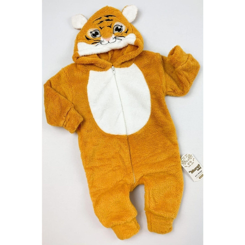 Nurcix Bebelop Welsoft Erkek Bebek Hardal Sarısı Kaplan Şapkalı Peluş Uyku Tulumu 0-6 Ay Beden Bebek Tulumu Fiyatı