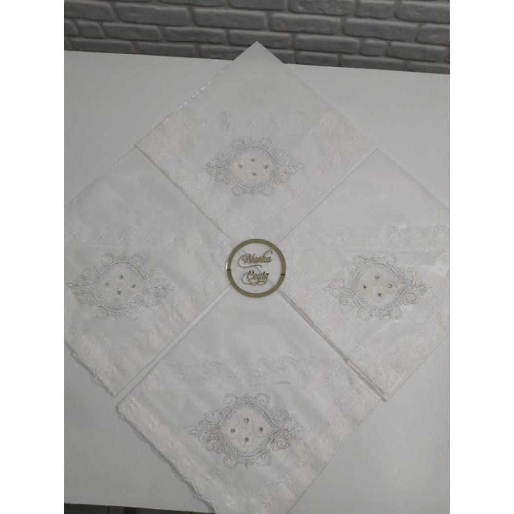 Nurka Çeyiz 4 Adet Çeyizlik Hediyelik Gelin Veya Damat Kurdele Nakışı Söz ve Nişan Bohçası Yatak Odası Tekstili & Çeyiz Seti Fiyatı