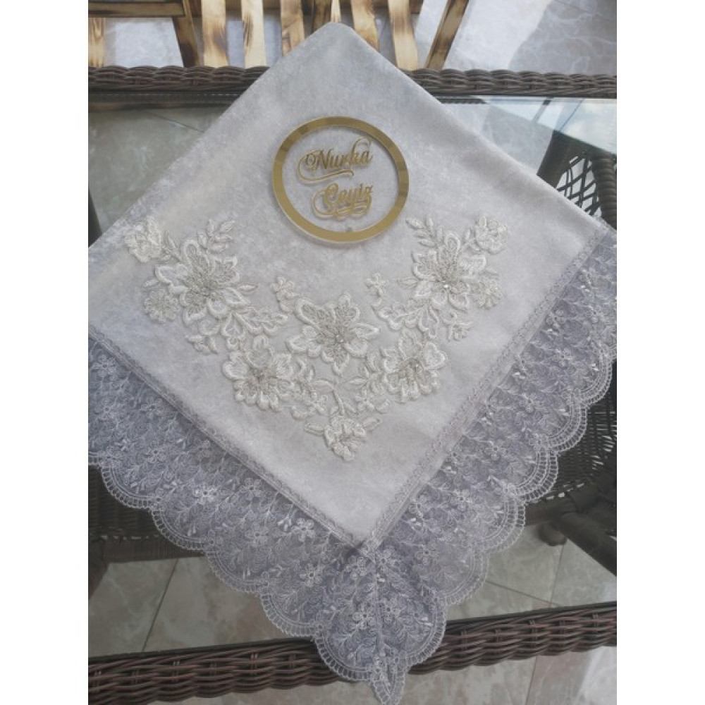 Nurka Çeyiz Çeyizlik Hediyelik Gelin Veya Damat Için Beyaz Kadife Nişan Söz Bohçası / Dört Kenarı Güpürlü Yatak Odası Tekstili & Çeyiz Seti Fiyatı