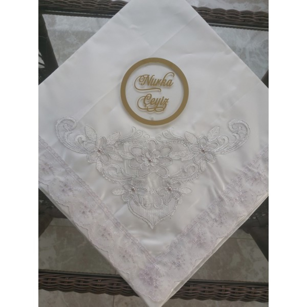 Nurka Çeyiz Çeyizlik Hediyelik Gelin Veya Damat Için Beyaz Kadife Nişan Söz Bohçası / Dört Kenarı Lüx Güpürlü Yatak Odası Tekstili & Çeyiz Seti Fiyatı