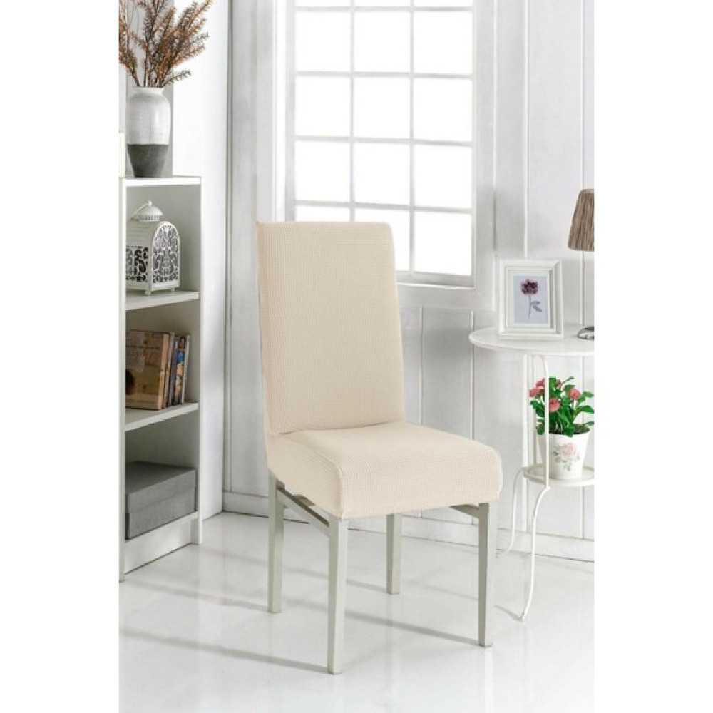Nurlan 1 Adet Likrali Sandalye Kılıfı Sandalye Örtüsü Yıkanabilir Piti Kare Desen - 35 x 45 cm - Kemik Koltuk & Kanepe Örtüsü Fiyatı