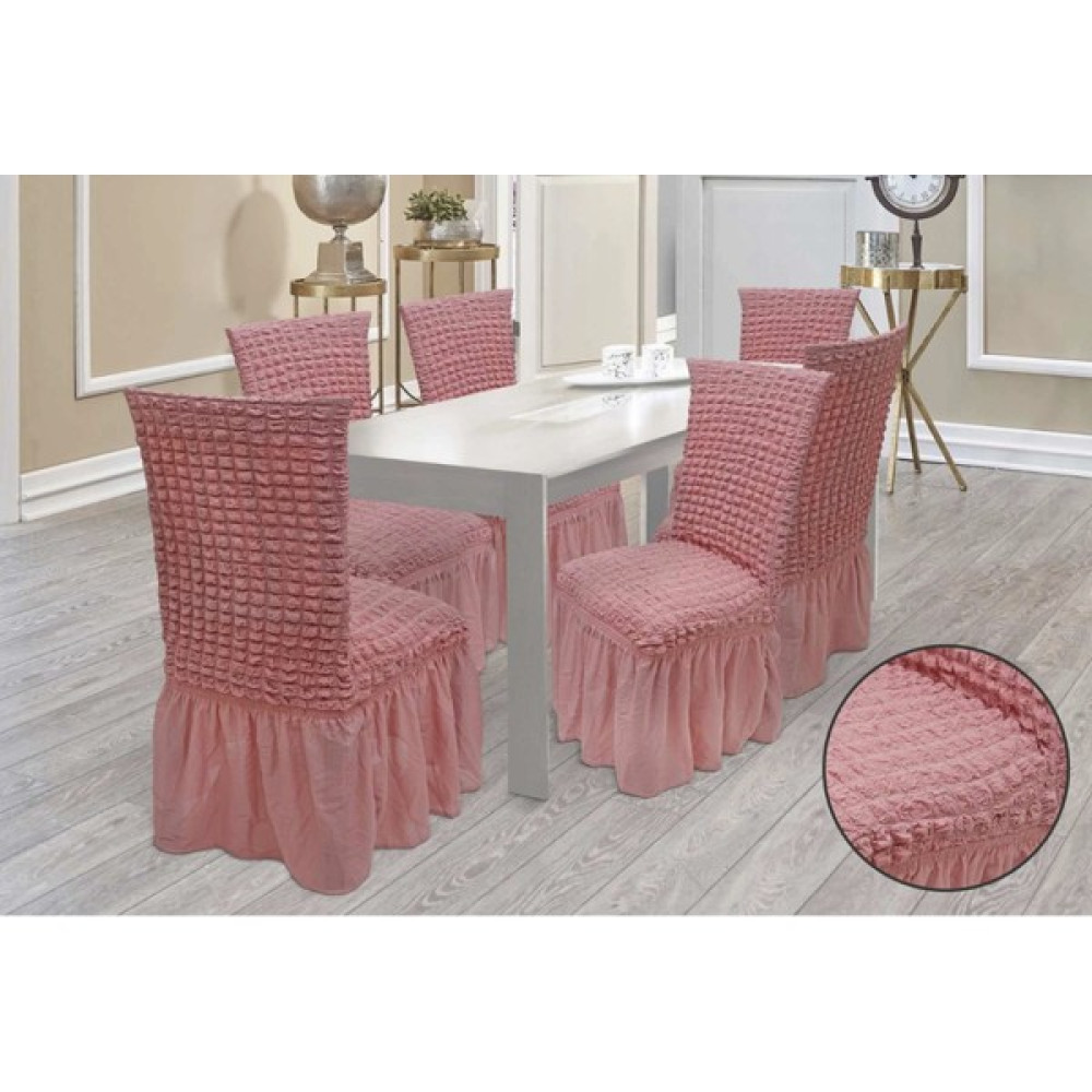 Nurlan 1'li Bürümcük Etekli Sandalye Kılıfı, Sandalye Örtüsü - 35 x 48 cm - Pudra Koltuk & Kanepe Örtüsü Fiyatı