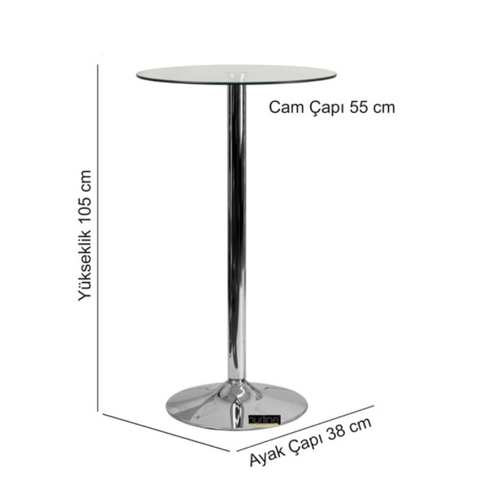 Nurline Bar Masası Bistro Cafe Cam Yuvarlak Kokteyl 110 cm Oto Boyaları Fiyatı