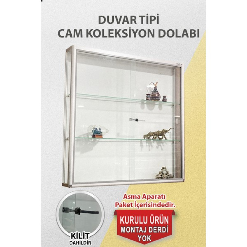 Nurline - Camlı Vitrin - Cam Dolap - Camlı Koleksiyon Vitrini - Duvar Tipi - Kupa Dolabı (Kurulu ve Kullanıma Hazır Gönderilmektedir.) - D001 Evrak Dolabı Fiyatı