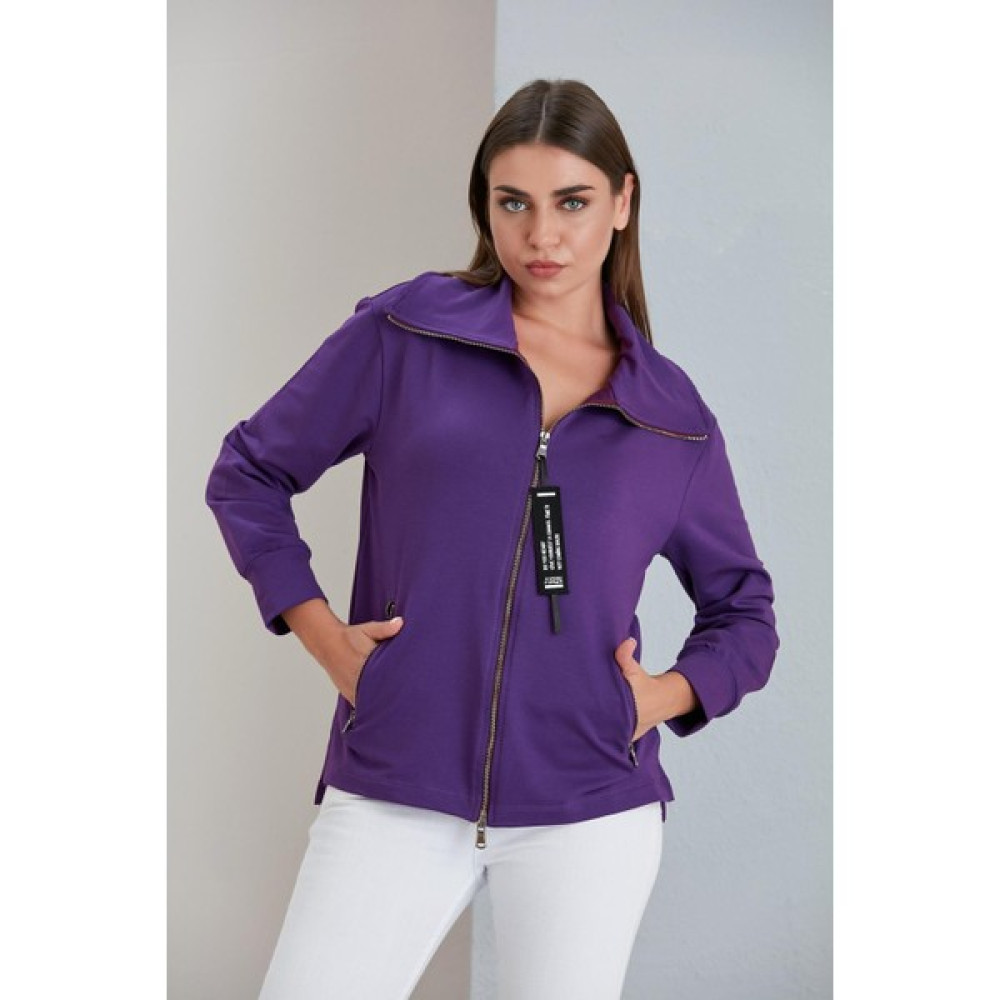 Nurneva Fermuarlı Iki Iplik Sweatshirt Mor Bayan Sweatshirt Fiyatı