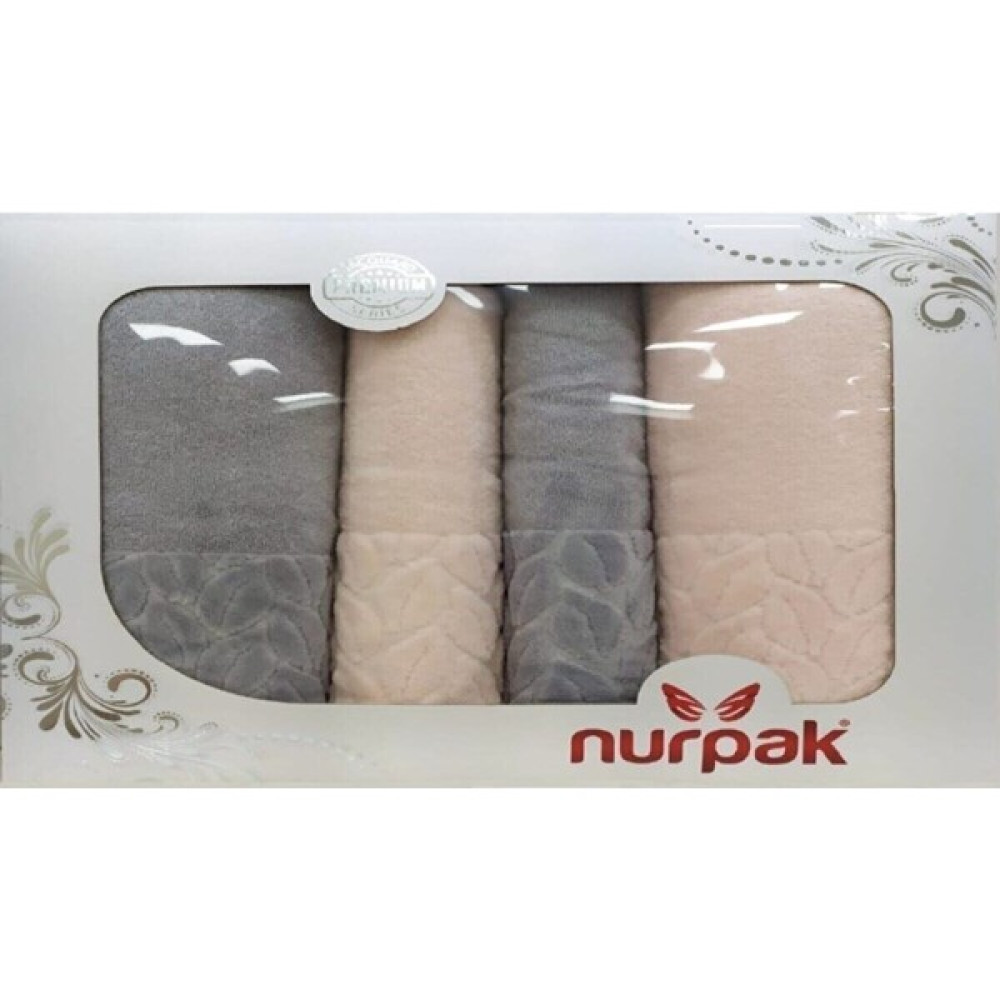 Nurpak Hazal Banyo Havlu Seti Kahve-Krem - 90 x 150 cm - Gri - Pudra Banyo Havlusu Fiyatı