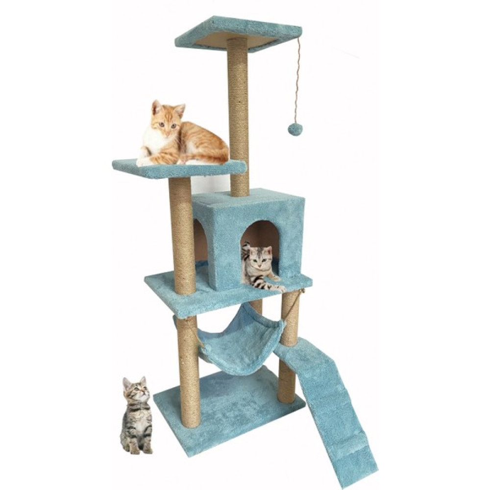 Nursoft B-07 Hamaklı Yuvalı Lüx Kedi Tırmalama Evi Turkuaz Evcil Hayvan Ürünleri Fiyatı