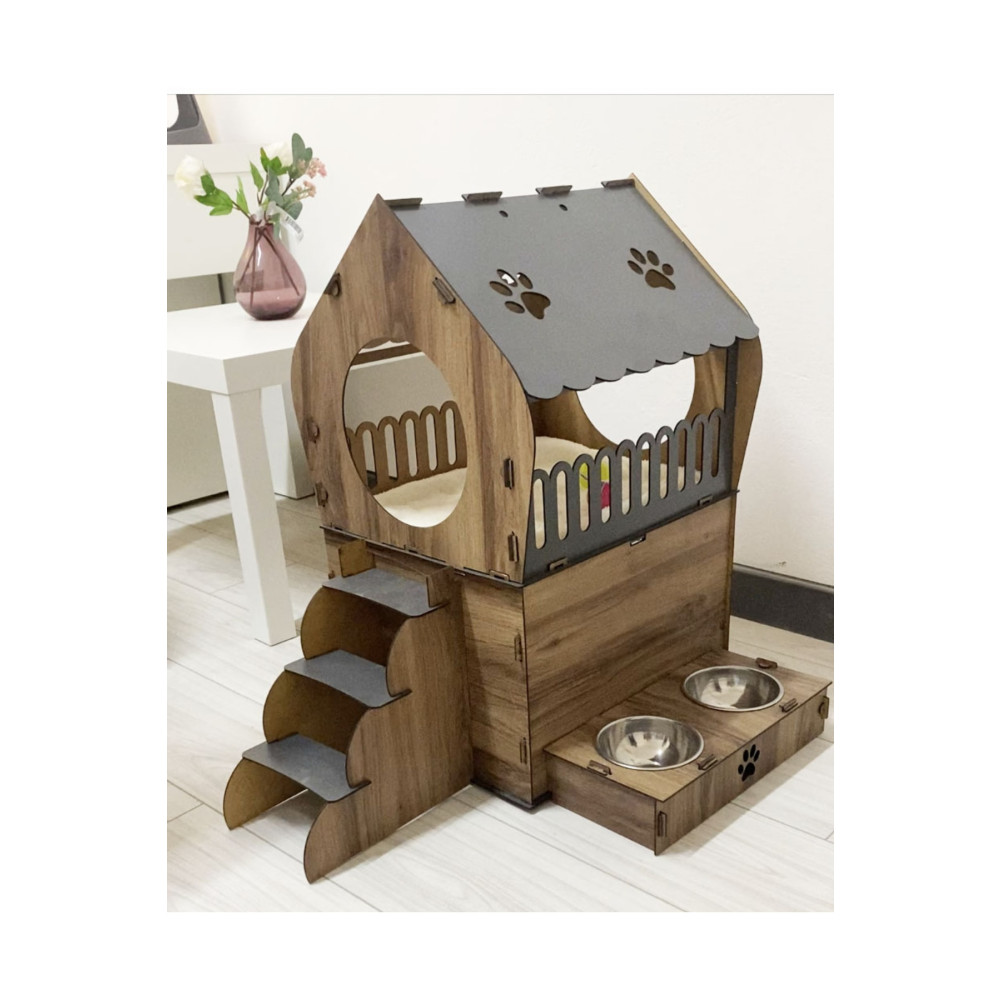 Nursoft Dekoratif Teraslı Kedi Evi Ve Mama Kabı Seti Evcil Hayvan Ürünleri Fiyatı