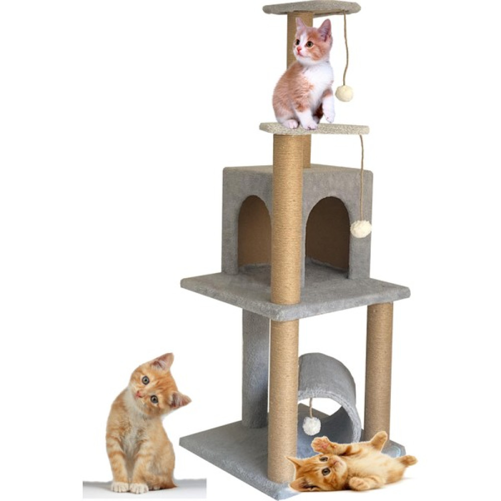 Nursoft T-06 Kedi Oyun Evi Kedi Tırmalama ve Oyun Evi - Gri Evcil Hayvan Ürünleri Fiyatı