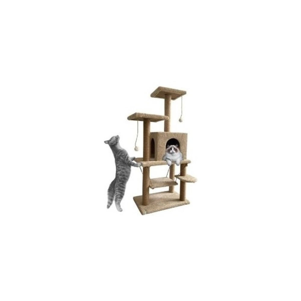Nursoft Y01 Salıncaklı Yuvalı Lüx Kedi Tırmalama Oyun Evi-Bej - Bej Evcil Hayvan Ürünleri Fiyatı