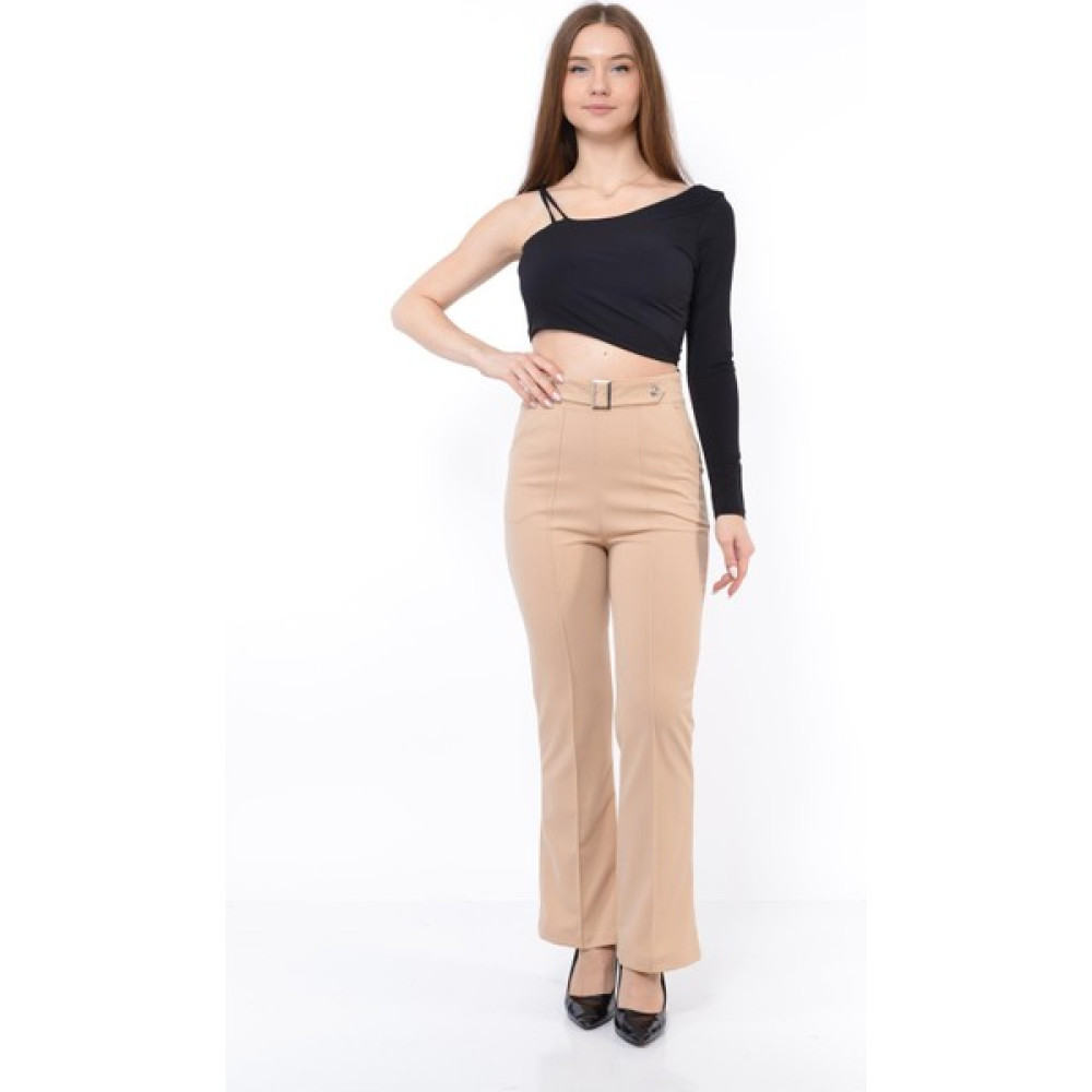 Nuseel Kadın Likralı Kemer Detaylı Zara Model Pantolon Bej Kadın Pantolon Fiyatı