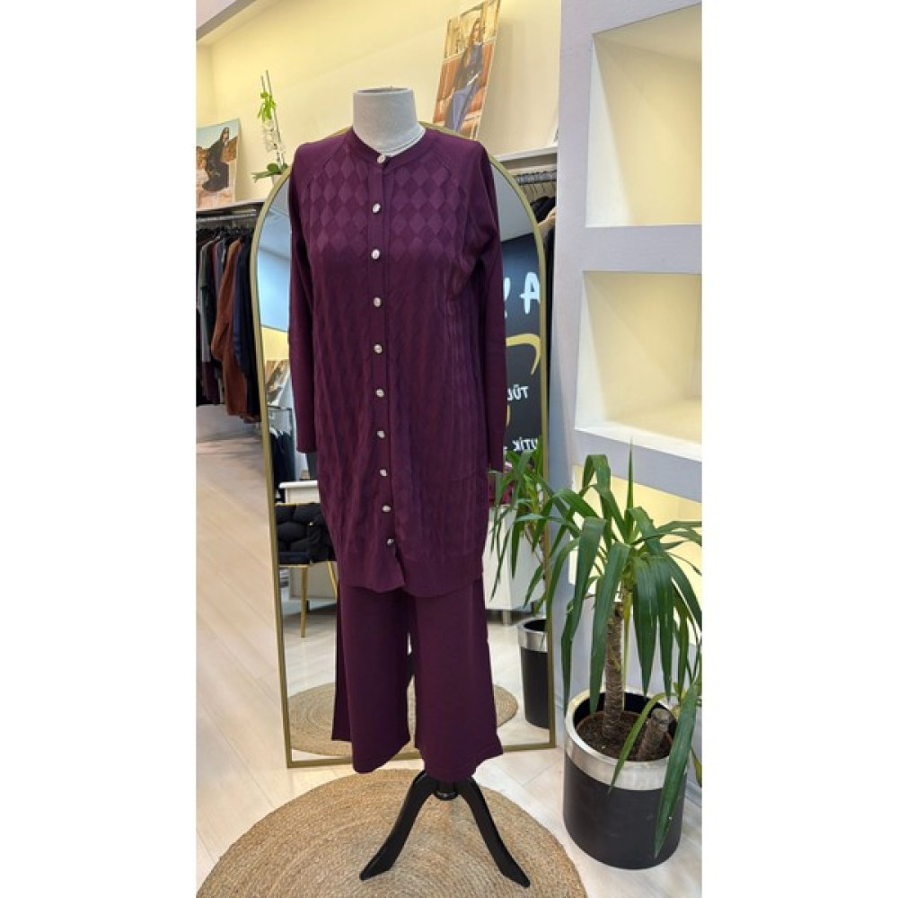 Nuss Triko Pantolonlu Hirka Takim 305 Bordo Tunik Fiyatı