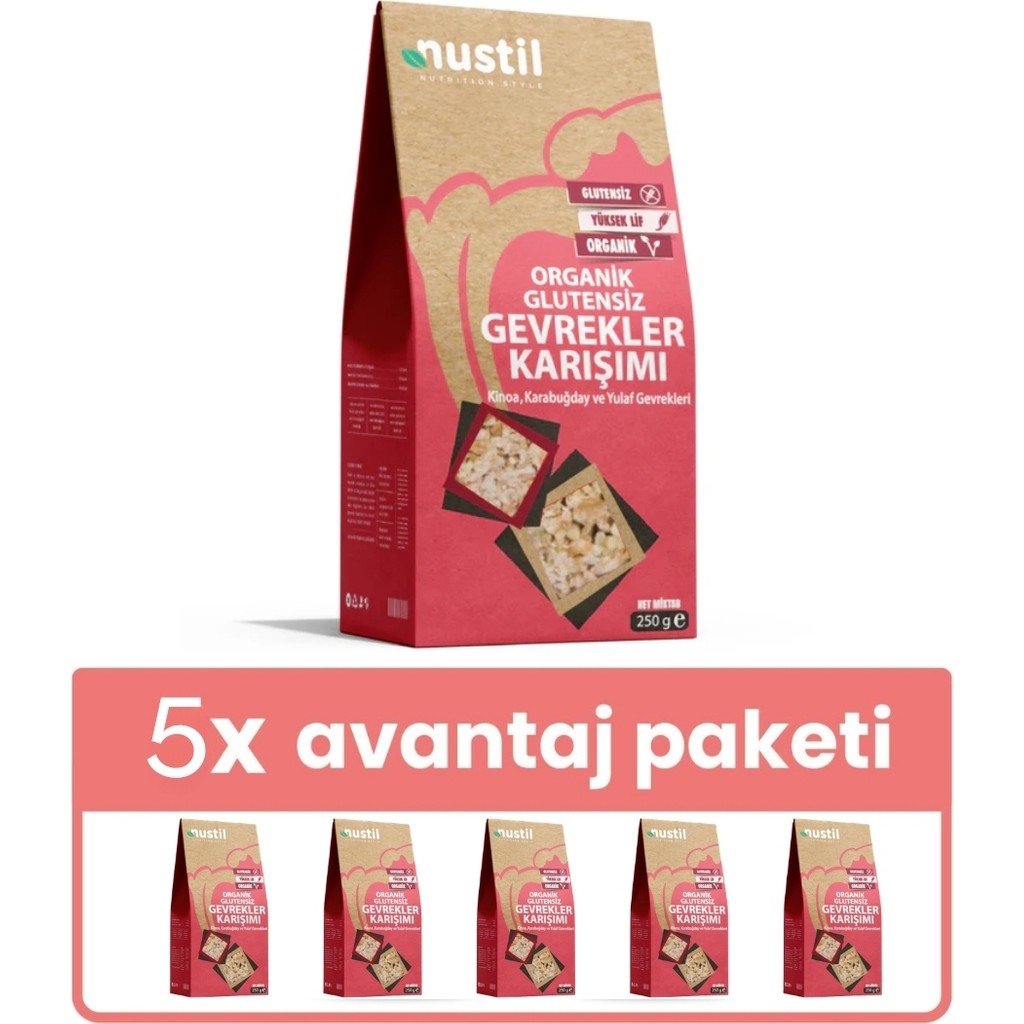 Nustil Organik Gevrekler Karışımı 250G X5 - 250 gr Kahvaltılık Gevrek Fiyatı