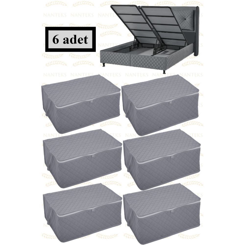 NUTEX 6 Adet Kapitone Desenli Baza Altı Saklama Hurcu 60x40x22 Hurç Fiyatı