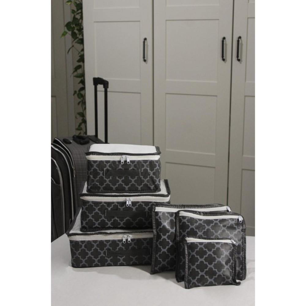 Nutex 6'lı Valiz Düzenleyici Bavul Içi Organizer Set - Seyahat Hurcu - Çiçek Desen(Gri) - Gri Eşya Saklama / Düzenleme Fiyatı