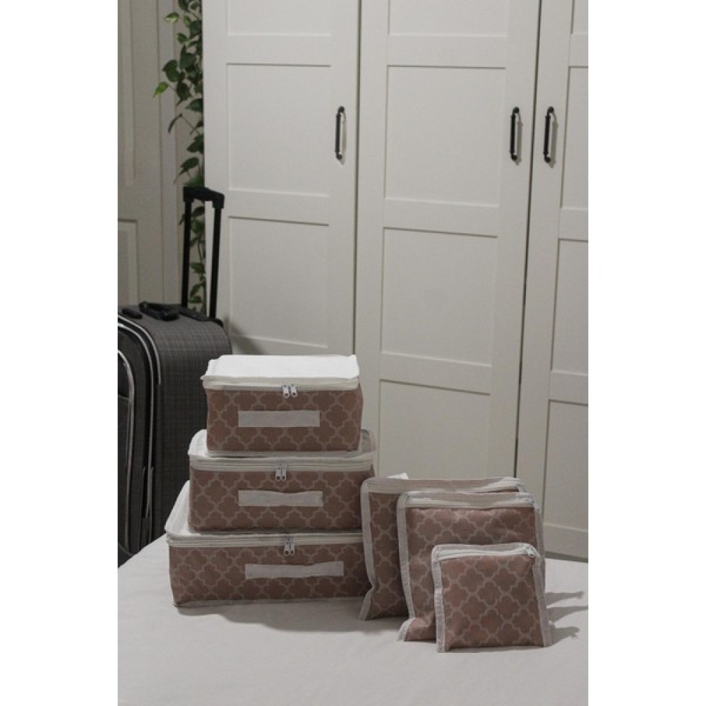 Nutex 6'lı Valiz Düzenleyici Bavul Içi Organizer Set - Seyahat Hurcu - Çiçek Desen(Taba) - Kahverengi Eşya Saklama / Düzenleme Fiyatı