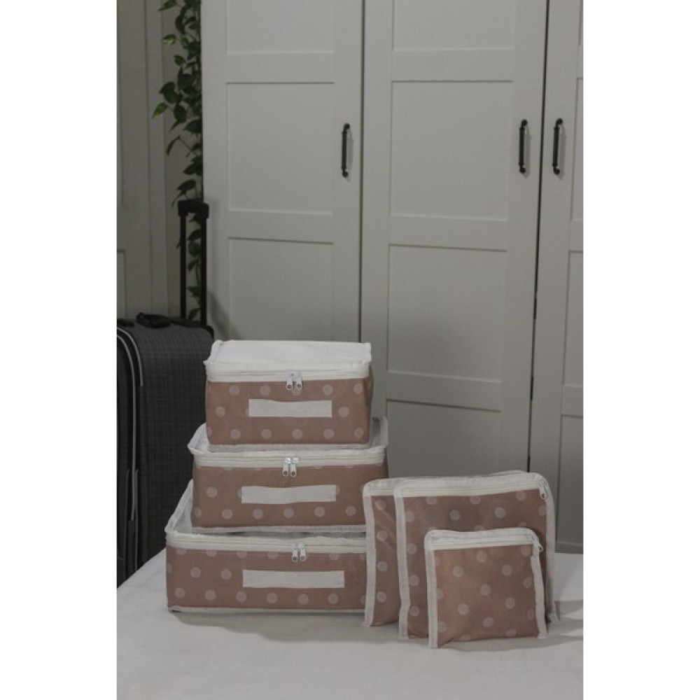 Nutex 6'lı Valiz Düzenleyici Bavul Içi Organizer Set - Seyahat Hurcu - Puantiye Desen (Taba) - Kahverengi Eşya Saklama / Düzenleme Fiyatı