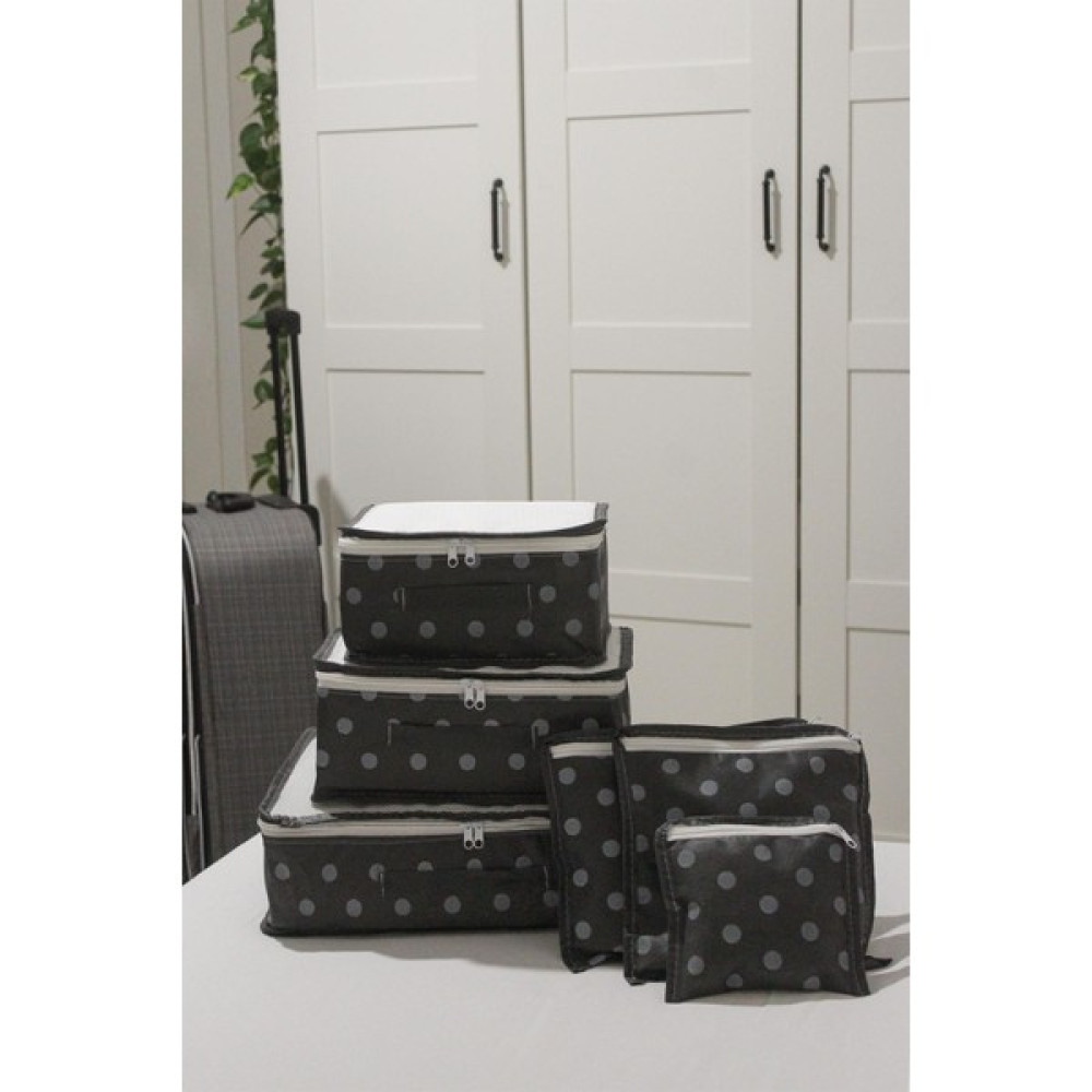 Nutex 6'lı Valiz Düzenleyici Bavul Içi Organizer Set - Seyahat Hurcu - Puantiye Desen(Gri) - Gri Eşya Saklama / Düzenleme Fiyatı