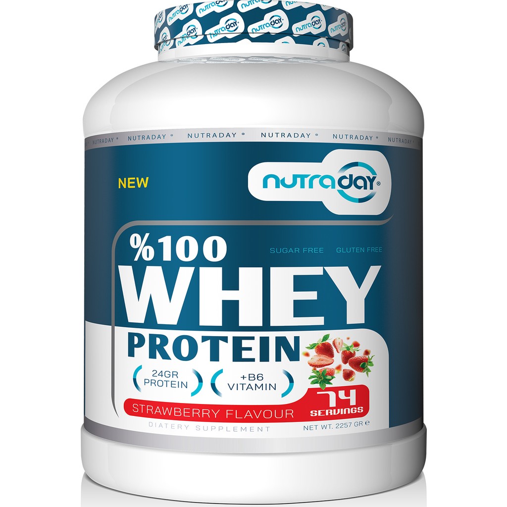 Nutraday Whey Protein 2257 gr Çilek Aromalı Protein Tozu 24 Gram Protein 74 Servis Diğer Fiyatı