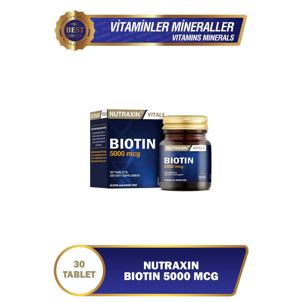 Nutraxin Biotin 5000 Mcg 30 Tablet Saç Vitamini Sağlık / Diyet Fiyatı