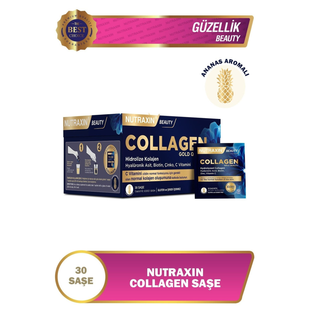 Nutraxin Collagen 30 Saşe 10.000 Mg Tip 1 Tip 3 Ananas Aromalı Sağlık Fiyatı