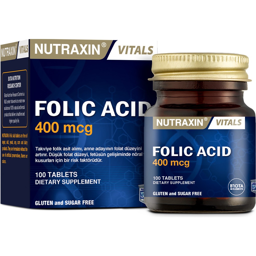 Nutraxin Folik Asit 400 Mcg 100 Tablet Sağlık / Diyet Fiyatı