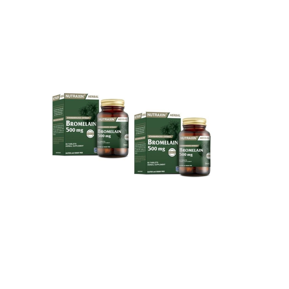 Nutraxin Herbal Bromelain 500 Mg Ananas 60 Tablet x 2 li Avantaj Paketi Sağlık Fiyatı