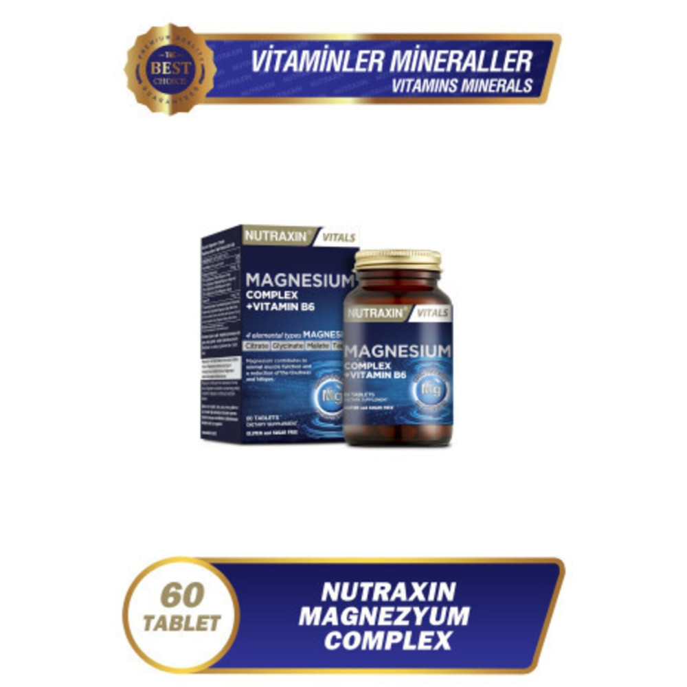 Nutraxin Magnezyum Complex 60 Tablet 125 Mg - Bisiglinat - Taurat - Malat - Sitrat - B6 Sağlık / Diyet Fiyatı