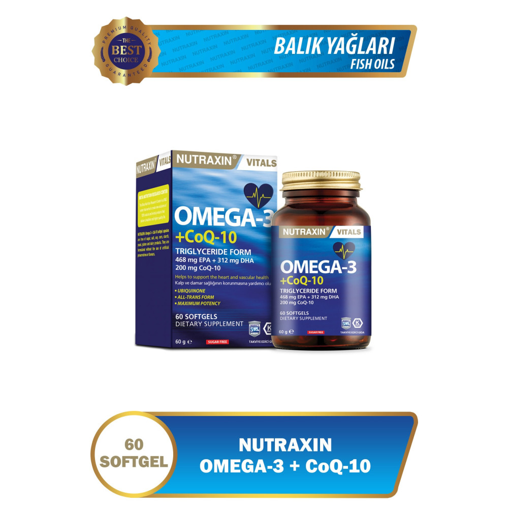 Nutraxin Omega 3 Coenzyme Q10 60 Softjel - EPA DHA GOED Sağlık / Diyet Fiyatı