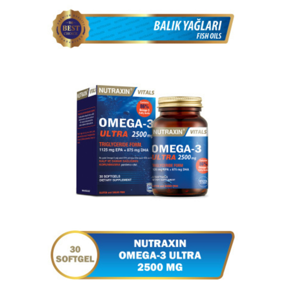 Nutraxin Omega 3 Ultra 2500 Mg 30 Yumuşak Kapsül - EPA DHA GOED Sağlık / Diyet Fiyatı