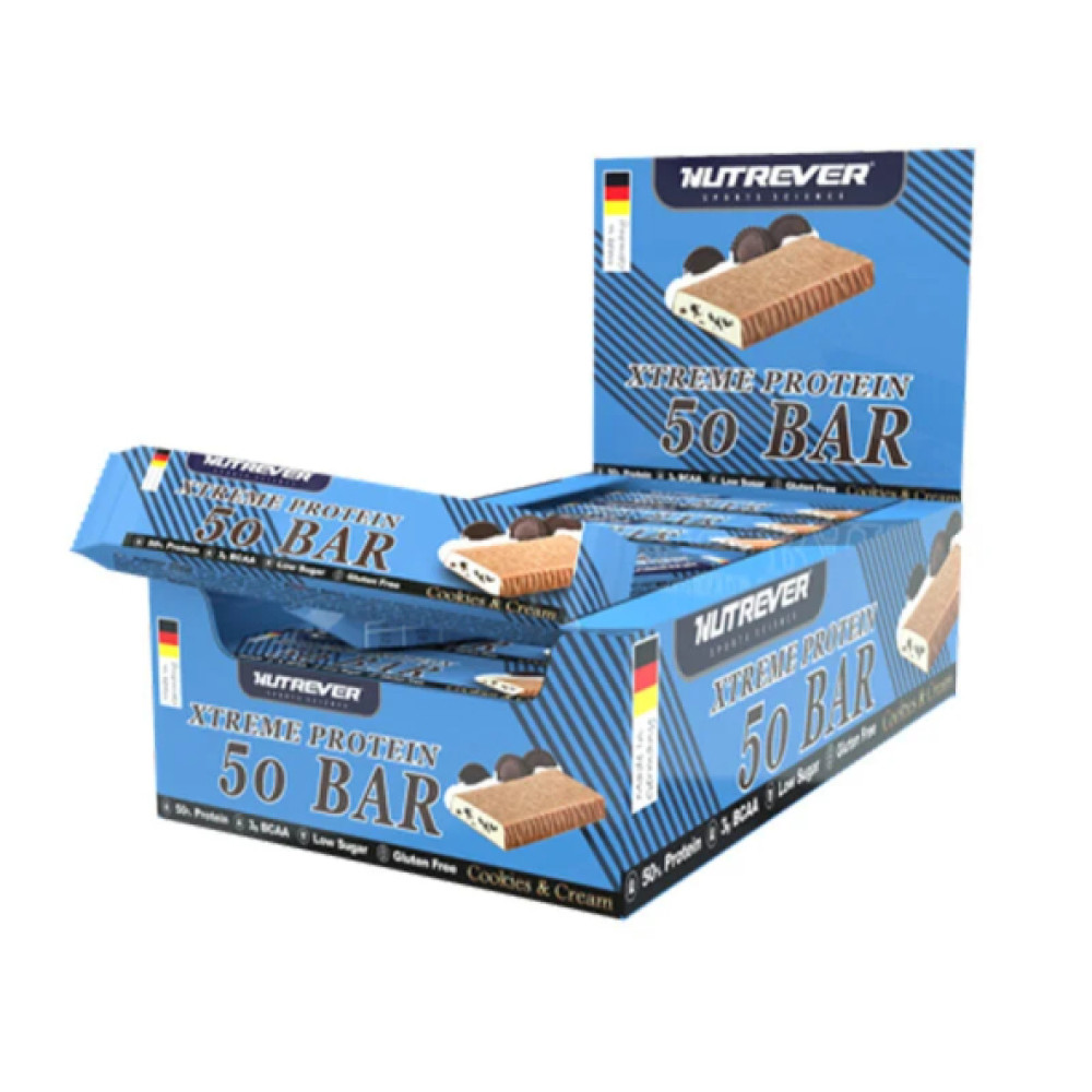 Nutrever Xtreme Protein Bar 50 Gr 24 Adet Cookies&Cream - Hızlı Ucretsız Kargo Sporcu Besinleri Fiyatı