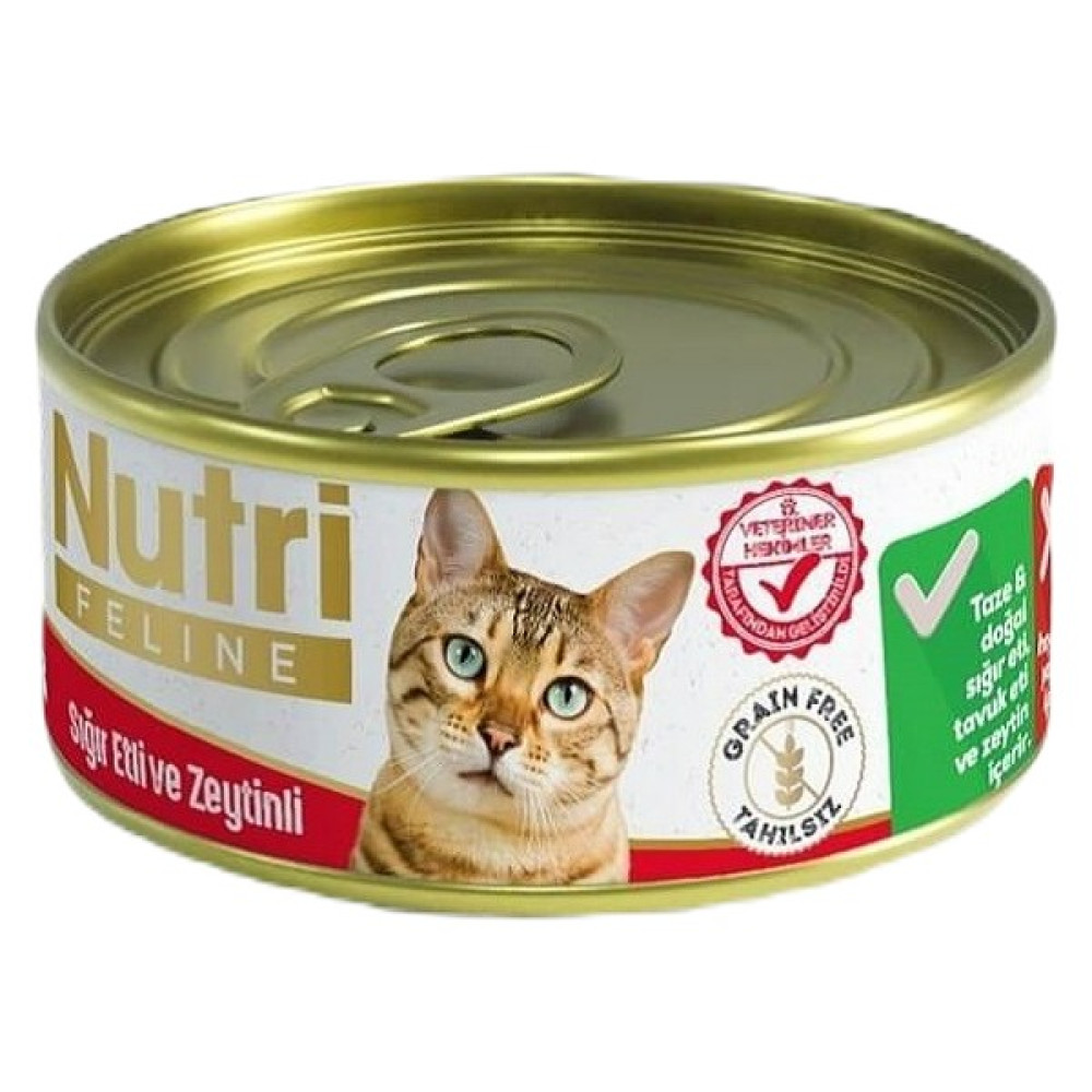 Nutri Feline Grain Free Beef Pate Adult Cat Tahılsız Sığır Etli Yetişkin Kediler İçin Yaş Kedi Maması 85gr Evcil Hayvan Ürünleri Fiyatı