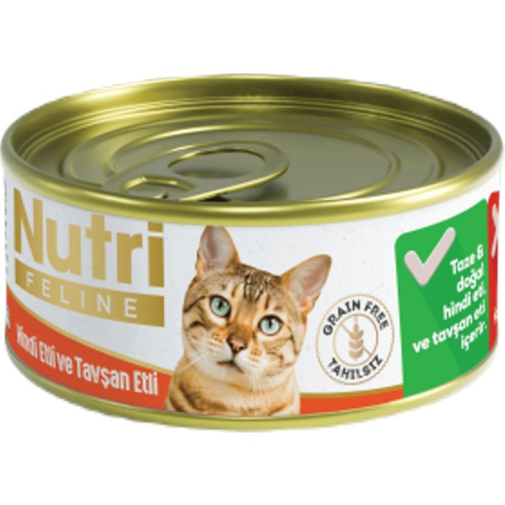 Nutri Feline Grain Free Turkey Pate with Rabbit Adult Cat Tahılsız Hindi ve Tavşan Etli Yetişkin Kediler İçin Yaş Kedi Maması 85gr Evcil Hayvan Ürünleri Fiyatı