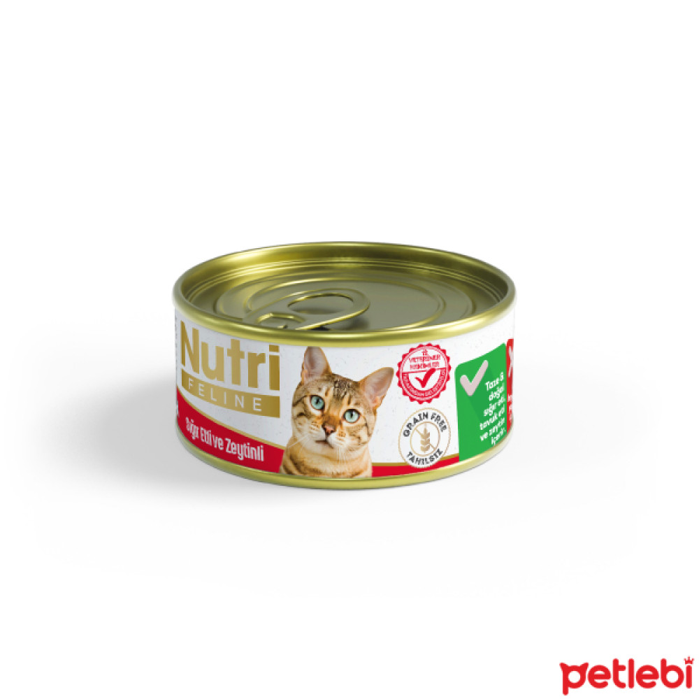 Nutri Feline Kıyılmış Sığır Etli ve Zeytinli Tahılsız Yetişkin Kedi Konservesi 85gr Evcil Hayvan Ürünleri Fiyatı