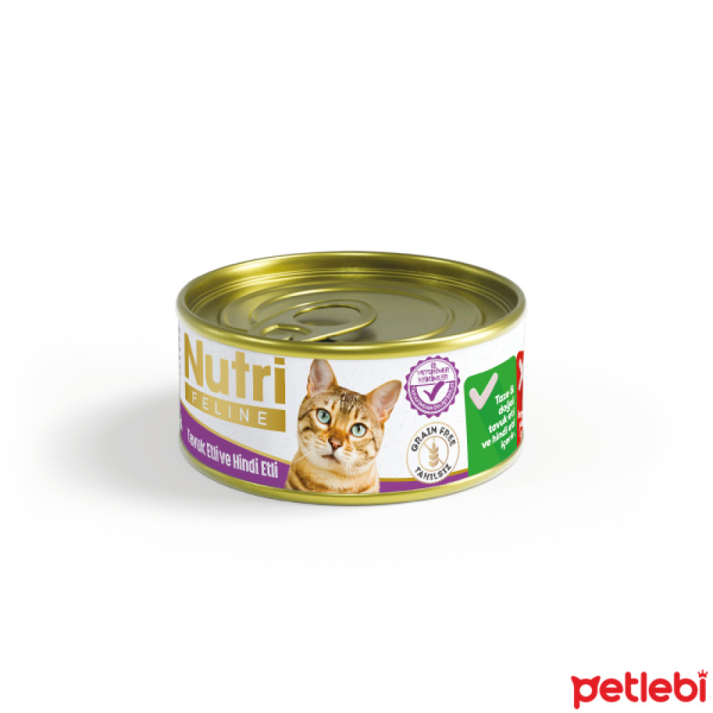 Nutri Feline Kıyılmış Tavuk Etli ve Hindi Etli Tahılsız Yetişkin Kedi Konservesi 85gr Evcil Hayvan Ürünleri Fiyatı