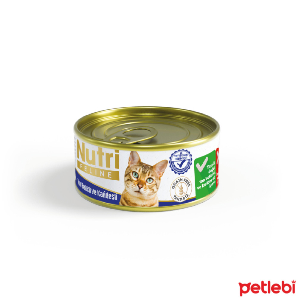 Nutri Feline Kıyılmış Ton Balıklı ve Karidesli Tahılsız Yetişkin Kedi Konservesi 85gr Evcil Hayvan Ürünleri Fiyatı