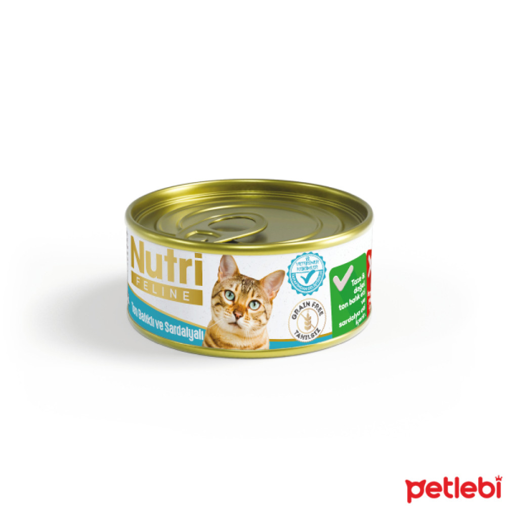 Nutri Feline Kıyılmış Ton Balıklı ve Sardalyalı Tahılsız Yetişkin Kedi Konservesi 85gr Evcil Hayvan Ürünleri Fiyatı