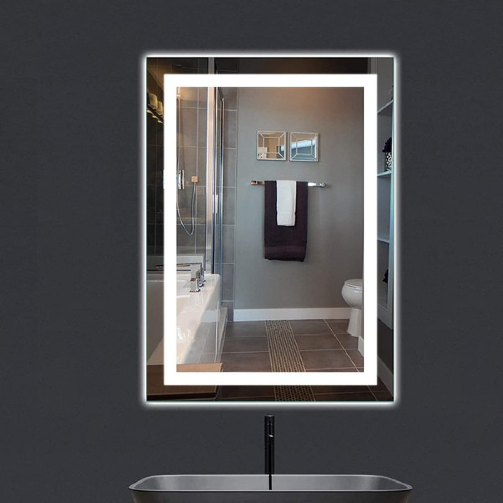Nuun Dekor 70X50 LED Işıklı Kumlamalı Banyo Lavabo Makyaj Ofis Kuaför Aynası Trafolu Prizli - Beyaz - 50X70 Banyo Aynası Fiyatı