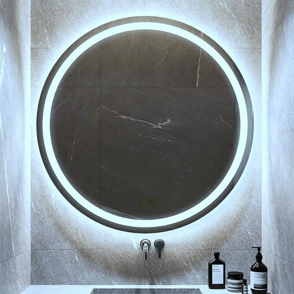 Nuun Dekor 80CM LED Işıklı Kumlamalı Banyo Lavabo Ofis Makyaj Kuaför Aynası Trafolu Prizli - Beyaz - 80X80 Banyo Aynası Fiyatı